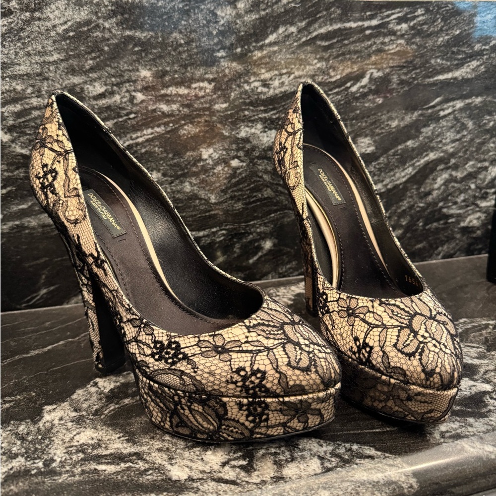 Dolce & Gabbana Satin with Lace Pumps